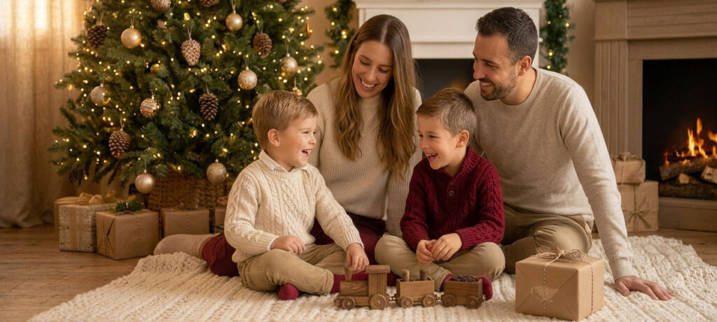 Sesión de fotos de Navidad en familia en estudio de fotografía Jmacias Photographer en Paterna
